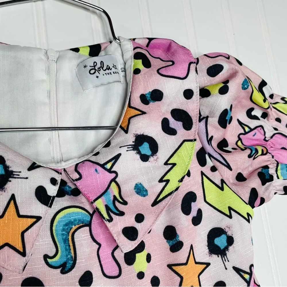 Lola + The Boys Unicorn Short Sleeve Dress - Picture 5 of 8